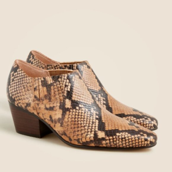 J.Crew Piper low ankle boots in snake-embossed Italian leather - Size 7